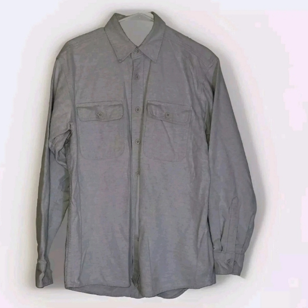 Redhead Men's Grunge Gray Thick Cotton Long Sleeve Button Up Shirt Size Med